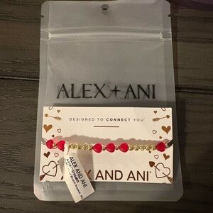 Alex and Ani Red Heart and Gold Stretch Bracelet